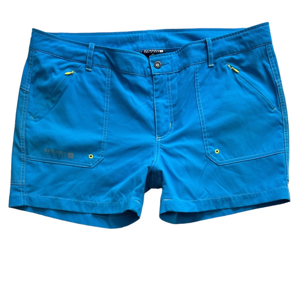 🆕 NWOT Sperry Top-sider Nylon Shorts Women’s Size XL Blue Neon Yellow Hardware